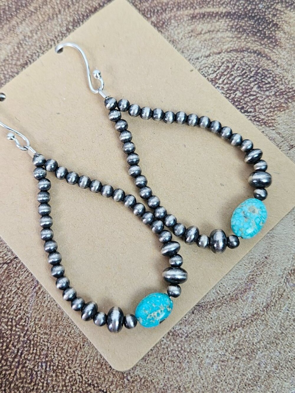 Sterling Silver Whitewater Turquoise 3mm Desert Pearl French Wire Earrings